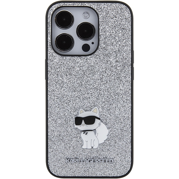 Karl Lagerfeld KLHCP15XGCNPSG iPhone 15 Pro Max 6.7" argent/argent durcase Fixed Glitter Choupette Logo Metal Pin