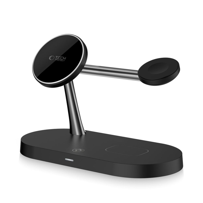 Charger Inductive Tech-Protect A12 3 In1 Magnetic Magsafe Wireless Charger Black