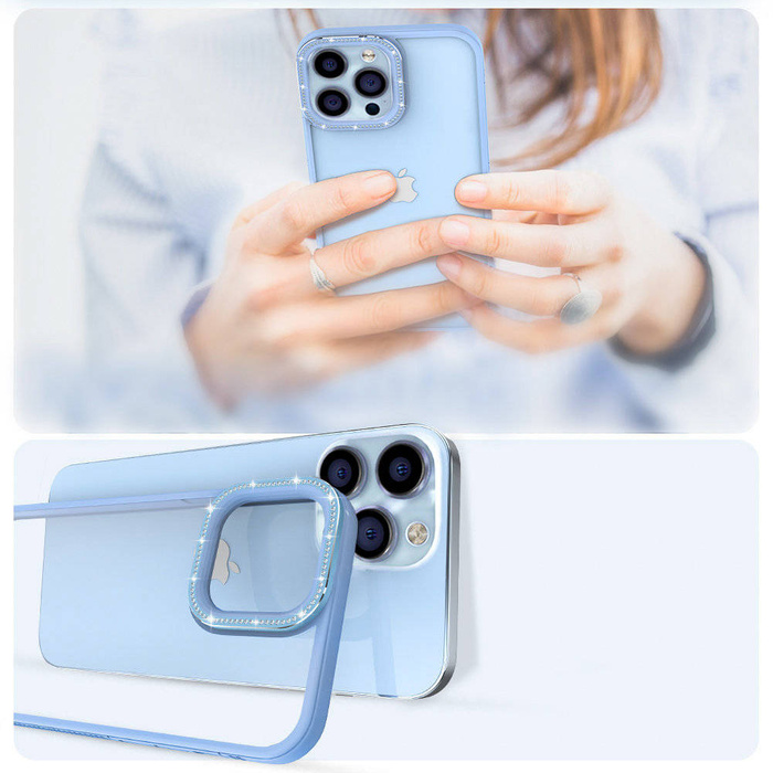 Kingxbar Sparkle Series iPhone 13 Pro con tapa trasera cristales azul