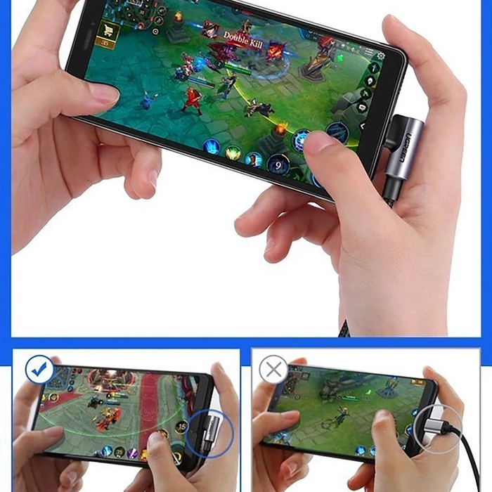 Cable USB a USB-C acodado UGREEN US284, 3A , 3m (negro)