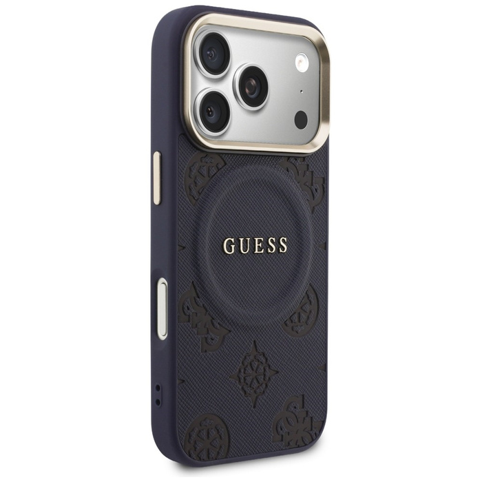 Etui Guess Peony Hot Stamp MagSafe do    iPhone 17 Pro Max niebieski