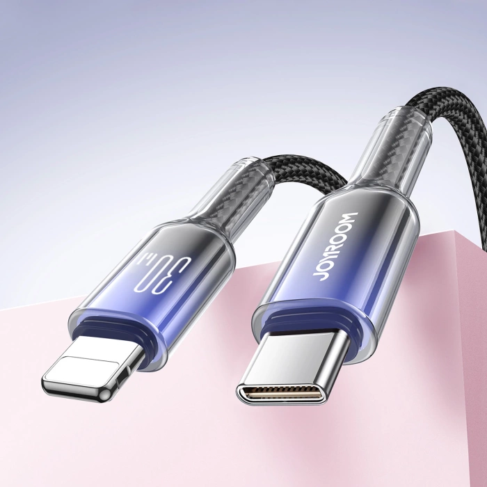 Joyroom S-A42 Crystal-Clear Series 30W USB-C – Lightning Kabel 1,2 m – Schwarz