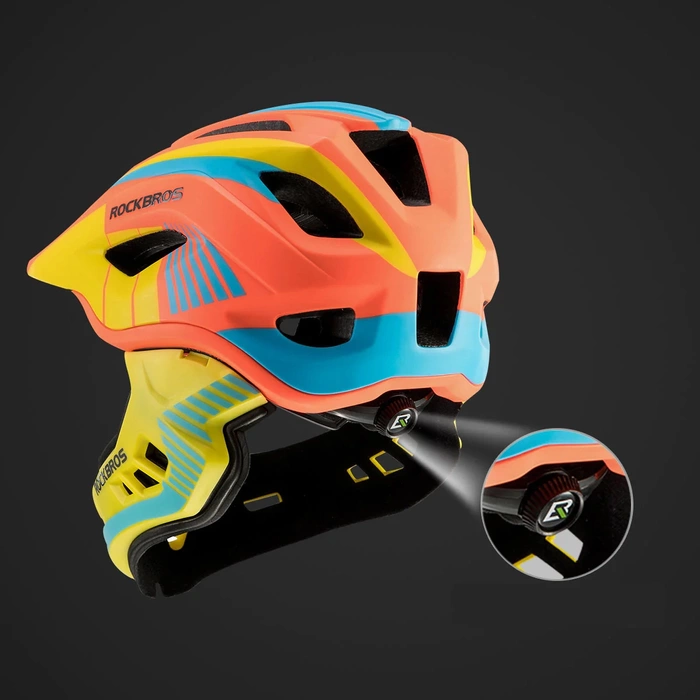 Kinderfahrradhelm mit abnehmbarem Visier Rockbros TT-32SOYB-M Größe M - gelb-orange