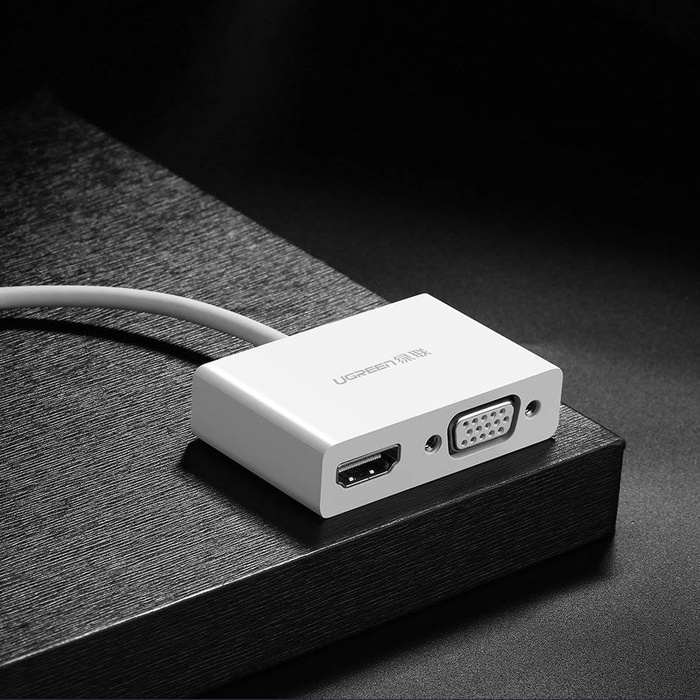 Adaptateur de Ugreen convertisseur vidéo USB Type C - HDMI / VGA blanc (MM123)