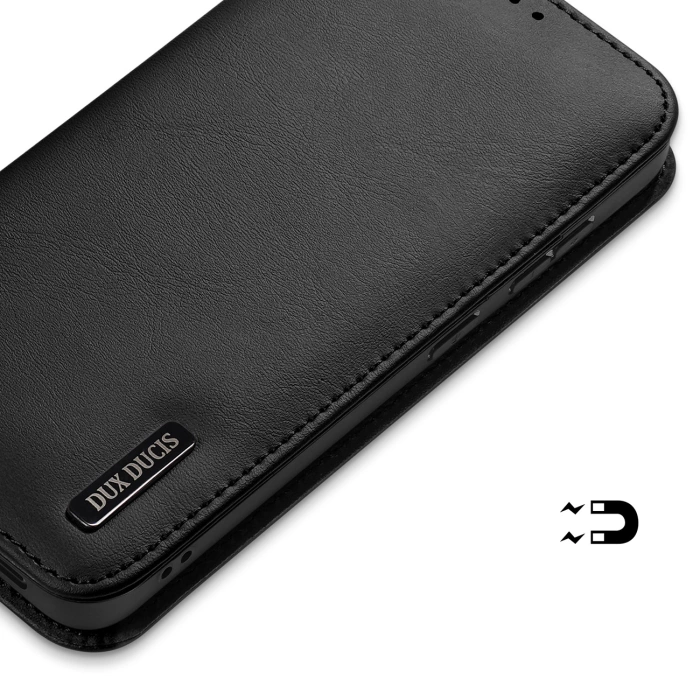 Dux Ducis Hivo Samsung Galaxy S25 Edge Case with Flip and RFID Protection - Black