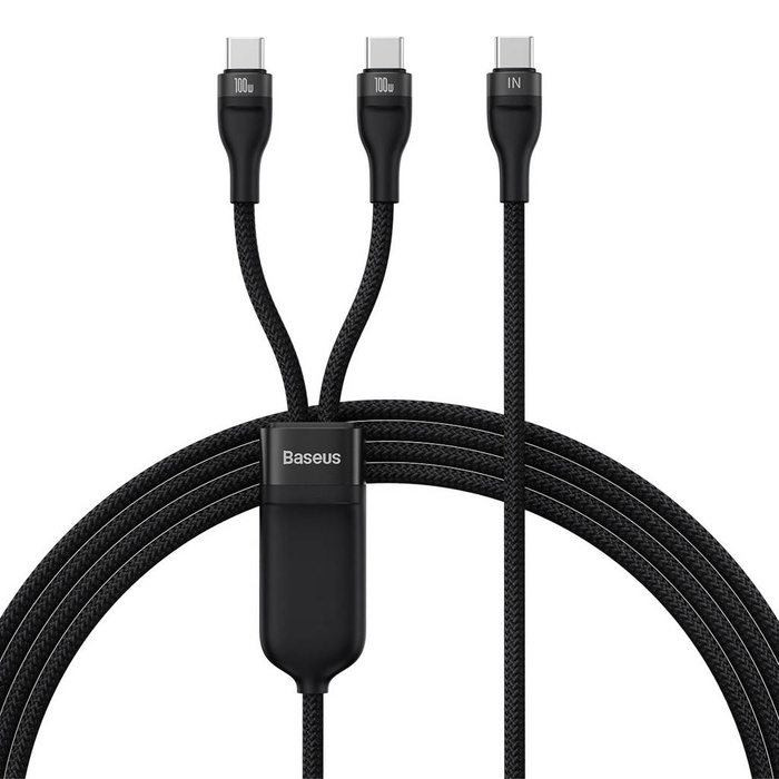 Baseus Flash Series Ⅱ Cable de carga rápida 2 en 1 USB-C - 2xUSB-C 100W 1.5m negro