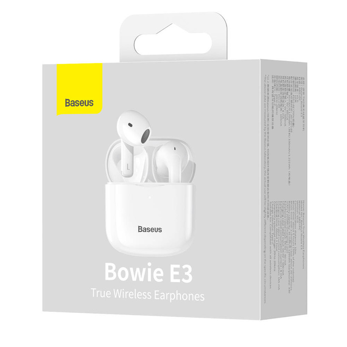 Baseus E3 Wireless Bluetooth 5.0 TWS Earbuds Kopfhörer wasserdicht IP64 weiß (NGTW080002)