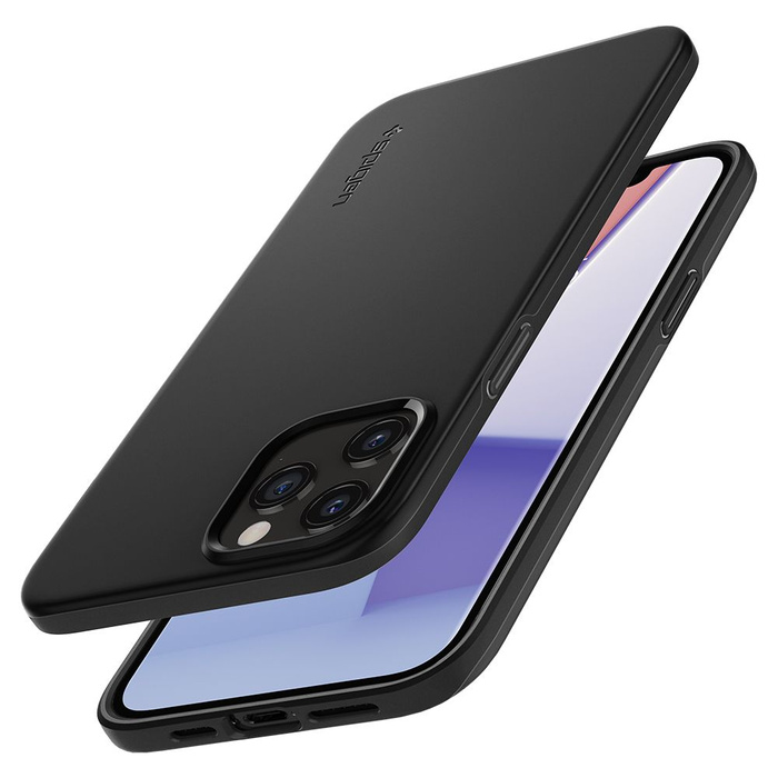 Puzdro SPIGEN iPhone 12 / 12 Pro Thin Fit Black Čierne puzdro