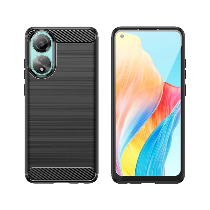 Carbon Case Silikonhülle für Oppo A78 4G - Schwarz