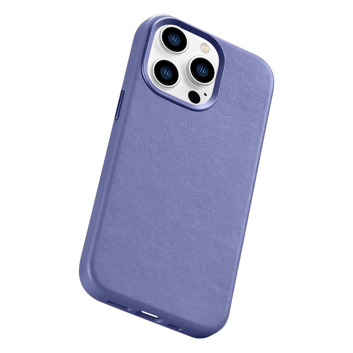 iCarer Case Leather Housse en cuir véritable pour iPhone 14 Pro Max Violet clair (WMI14220708-LP) (Compatible MagSafe)