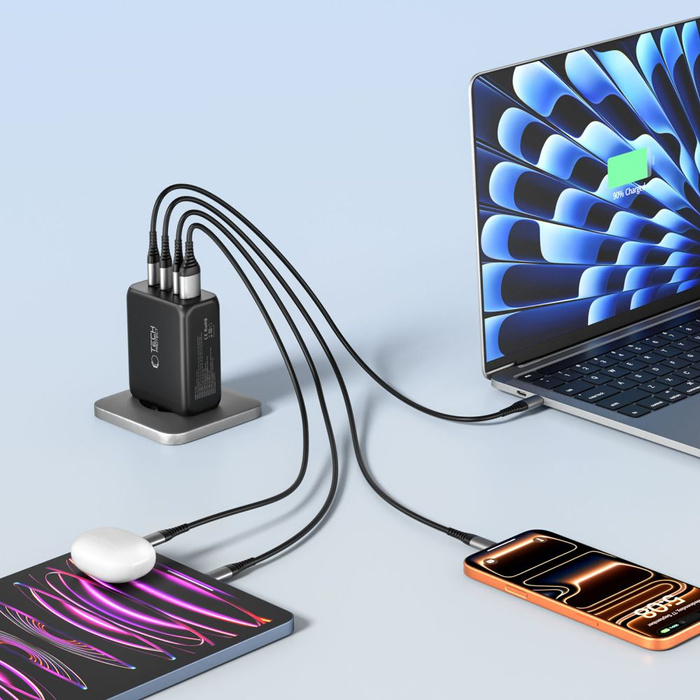 TECH-PROTECT NC200W-GAN 4-PORT NETWORK CHARGER PD 200W / QC3.0 BLACK