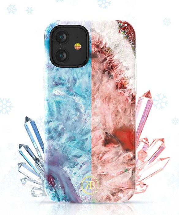 Kingxbar Achate sorozat elegáns achát nyomtatott tok iPhone 12 mini zöld