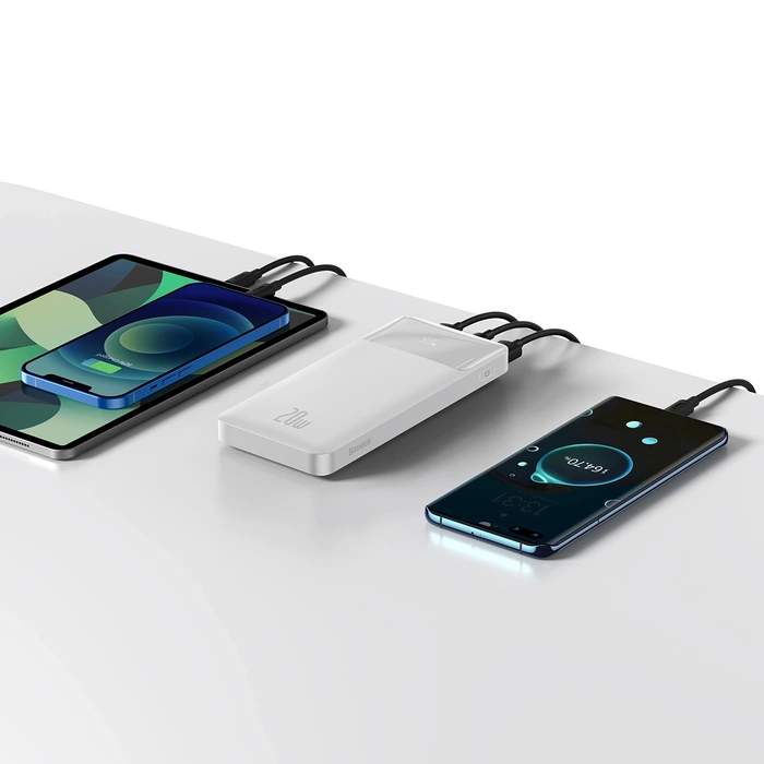 Baseus Bipow Fast Charging Power Bank 10000mAh 20W weiß (Overseas Edition) + USB-A - Micro USB Kabel 0,25m weiß (PPBD050502)