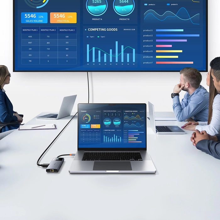 HUB USB 6en1 Baseus Metal Gleam Series II USB-A/USB-C/USB-C PD/HDMI/RJ45/SD/TF - noir