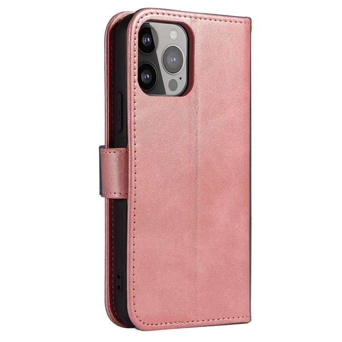 Magnet Case elegancki futerał etui pokrowiec z klapką i funkcją podstawki iPhone 14 różowy