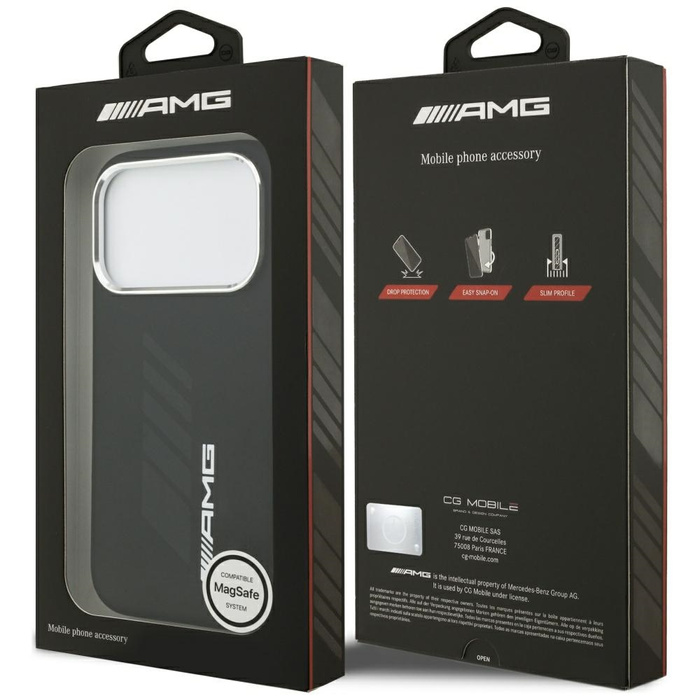 Etui AMG Silicone Oversize Rhombs        MagSafe do iPhone 17 Pro czarny