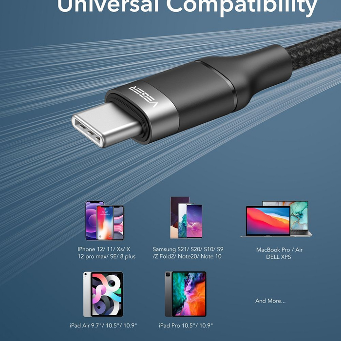 Kabel Typ C do Typ C VEGER PD 5A 100W CC02 1,5 m czarny 