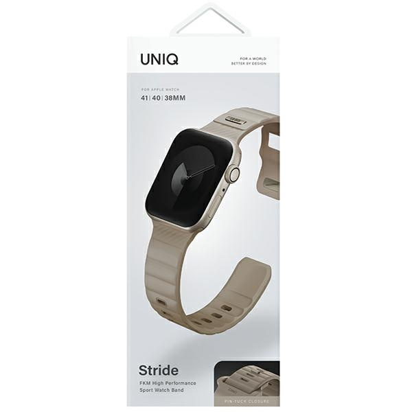 Pasek UNIQ Stride Apple Watch Series1/2/3/4/5/6/7/8/9/SE/SE2 38/40/41mm FKM Rubber Strap khaki/pale khaki