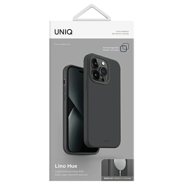 UNIQ hülle Lino Hue iPhone 14 Plus 6.7" Magclick Charging grau/chaRCoal grau