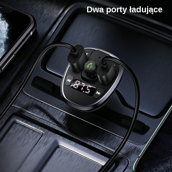 USAMS Handsfree Set With FM Transmitter Bluetooth 5.0 MP3 Player Charger 2xUSB 3.4A