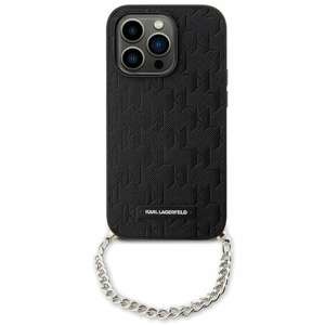 Hülle Karl Lagerfeld KLHCP14SSACKLHPK iPhone 14 6,1" schwarz/schwarz hartcase Saffiano Monogramm Kette Case