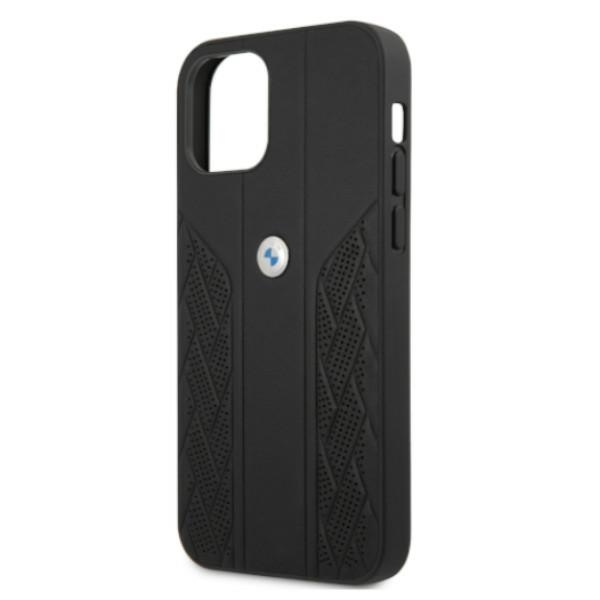Cover BMW Apple iPhone 12 12 Pro Leather Curve Perforate Black Hardcase