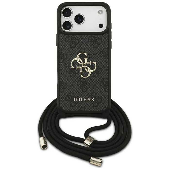 Etui Guess 4G Big Logo Cord Stap         Crossbody do iPhone 17 Pro Max czarny