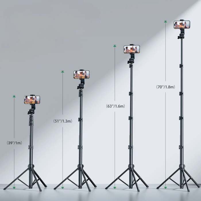 Ugreen LP680 Selfie-Stick mit Ständer und Bluetooth-Fernbedienung 1,8 m – Schwarz