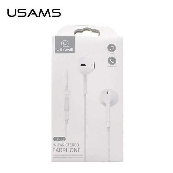 USAMS Jack 3.5mm Stereo Headphones White