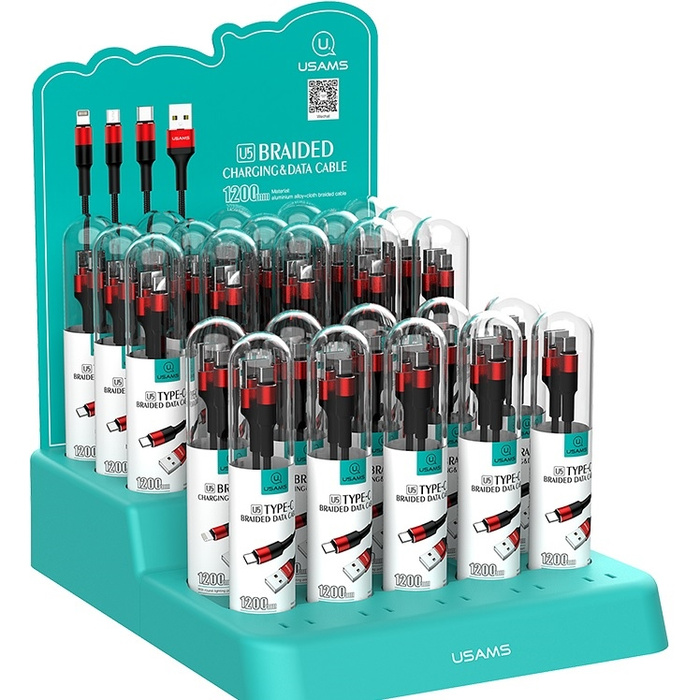 Cavo USAMS intrecciato USB-C 2A 1.2m rosso nero