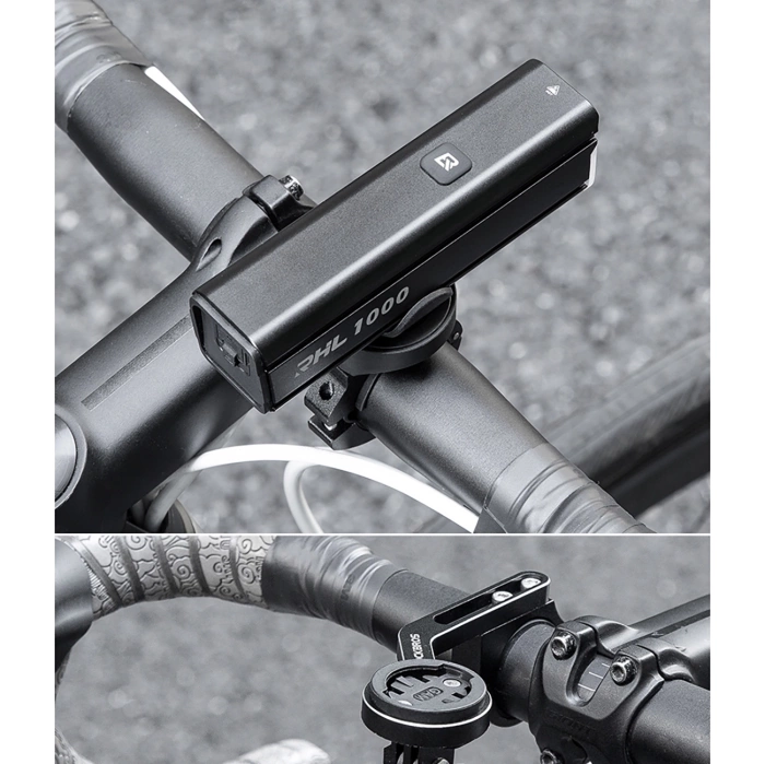Rockbros 24610002001 front bicycle light 1000 lm + USB-C - USB-A cable - black
