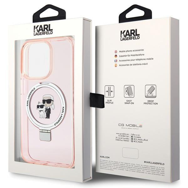 Case Karl Lagerfeld KLHMP15LHMRSKCP iPhone 15 Pro 6.1" pink/pink hardcase Ring Stand Karl&amp;Choupettte MagSafe Case