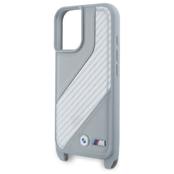 Coque BMW iPhone 16 gris/gris durcase M Edition Carbon Stripe &amp; Strap