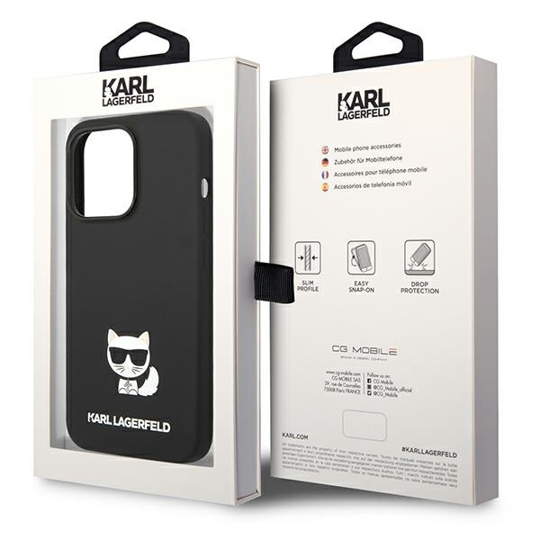Hülle KARL LAGERFELD Apple iPhone 14 Pro Max Silicone Choupette Body Schwarz Hartcase