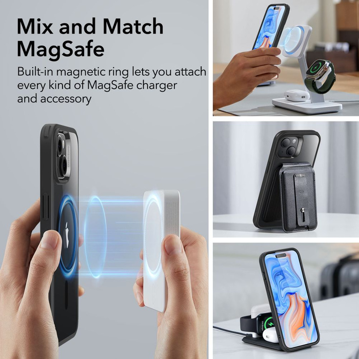 Hülle Esr Ch Halolock MagSafe iPhone 15 Klar/Schwarz Case