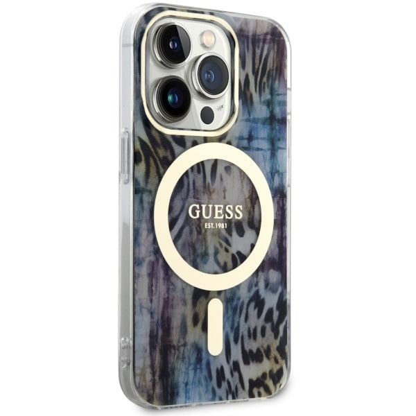 Coque Guess GUHMP14XHLEOPWB iPhone 14 Pro Max 6.7" bleu/bleu durcase Leopard MagSafe Case