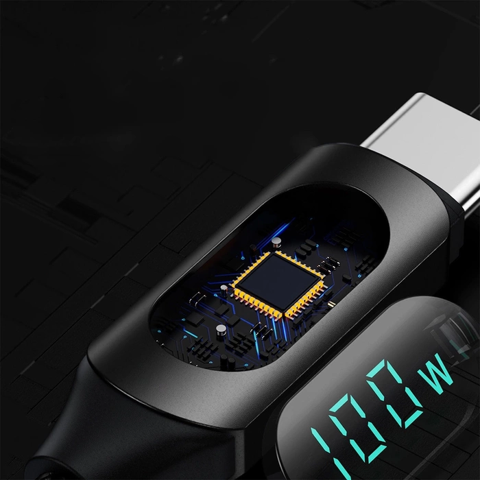 Wozinsky WUCCC2 USB C – USB-C-Kabel mit PD-Display 100 W 2 m – Schwarz