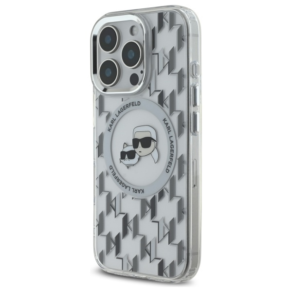 Etui Karl Lagerfeld iPhone 16 Pro 6.3" przezroczysty/transparent IML Monogram Karl&Choupette Head MagSafe