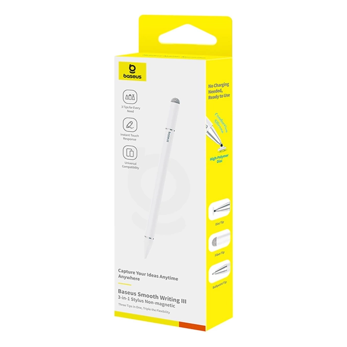 Baseus Smooth Writing III 3in1 Passive Stylus Magnetic Version - White