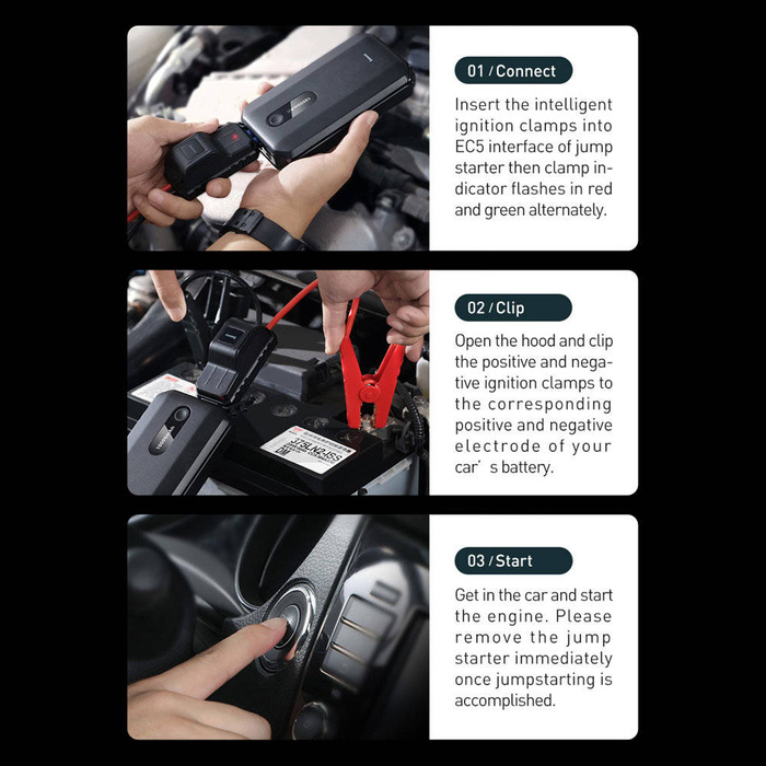 Power banka Baseus Power Starter Jump Starter booster 1000mAh 12V (1000A / 500A) + krokosvorky čierne (CGNL020101)