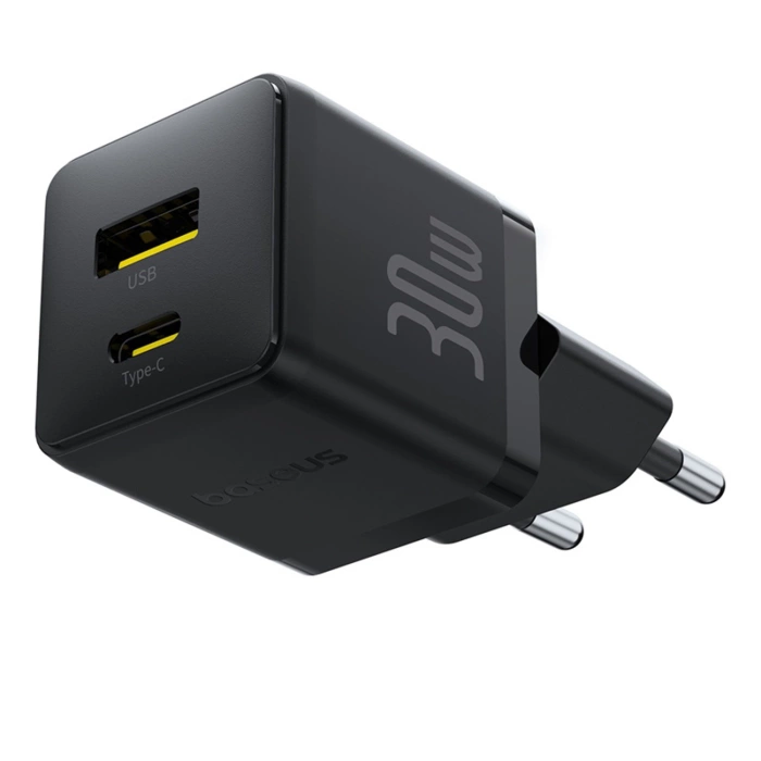 Baseus Palm 30W USB-C USB-A Wandladegerät - Schwarz