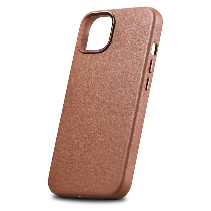 iCarer Case Leather Funda de cuero genuino para iPhone 14 marrón (WMI14220705-BN) (compatible con MagSafe)