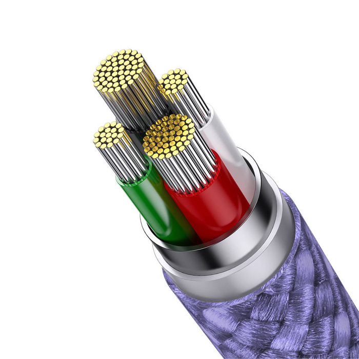 Baseus StarSpeed kabel 3v1 USB-A - Micro-USB / Lightning / USB-C 3,5A 1,2 m fialová