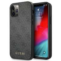 Hülle GUESS Apple iPhone 12 12 Pro 4G Metall Gold Logo Grau Hartcase