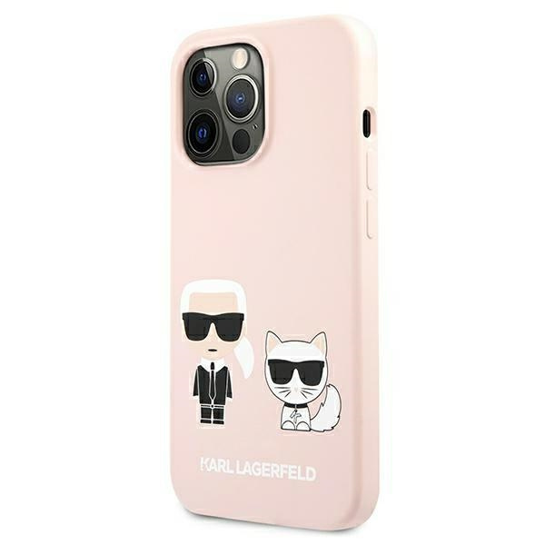 Pouzdro KARL LAGERFELD Apple iPhone 13 Pro Max Silicone Ikonik Karl & Choupette MagSafe Pink Hardcase
