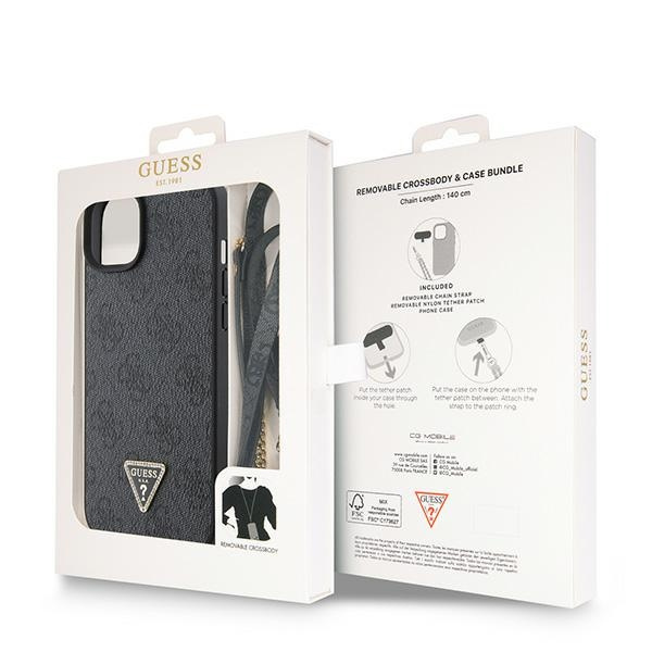 Hülle Guess GUHCP15SP4TDSCPK iPhone 15 6.1" schwarz/schwarz hartcase Crossbody 4G Metall Logo Case