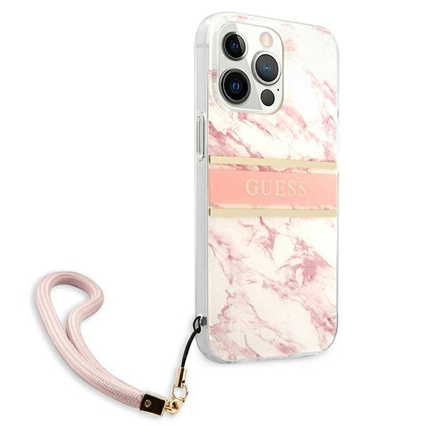 Cover GUESS Apple iPhone 13 Pro Max Marble Strap Collection Pink Hardcase