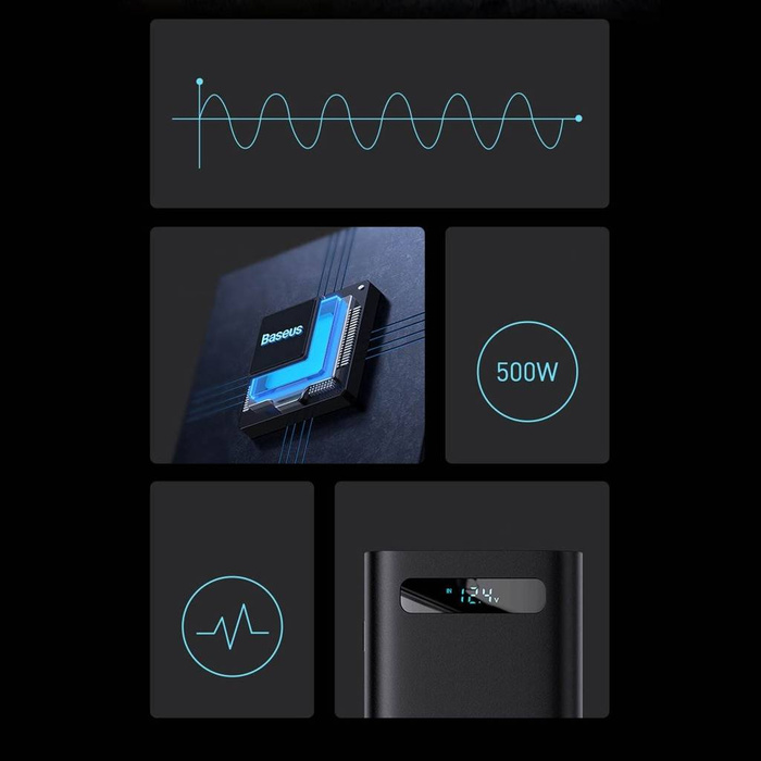 Inversor de corriente para coche Baseus 150W 12V / 500W 220V (enchufe EU y CN) negro (CGNB000101)