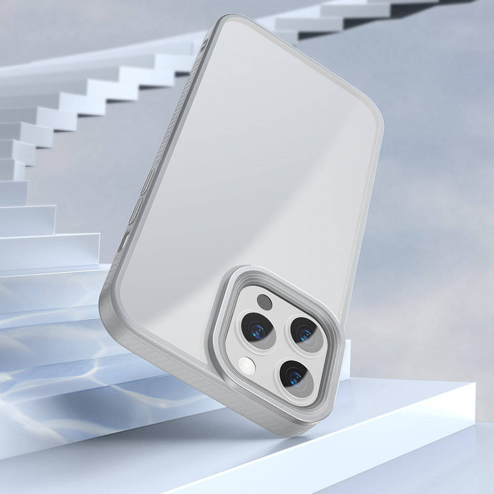 Baseus Crystal Phone Case Armored Puzdro pre iPhone 13 Pro so sivým gélovým rámom (ARJT000413)