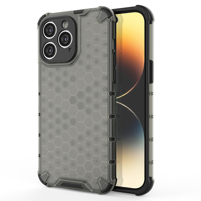 Coque nid d&#39;abeille pour iPhone 14 Pro Max coque hybride blindée noir